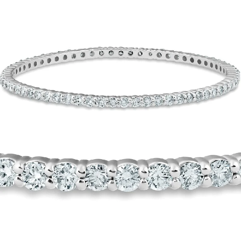 10k White Gold 6 3/4 Ct Diamond Bangle Bracelet