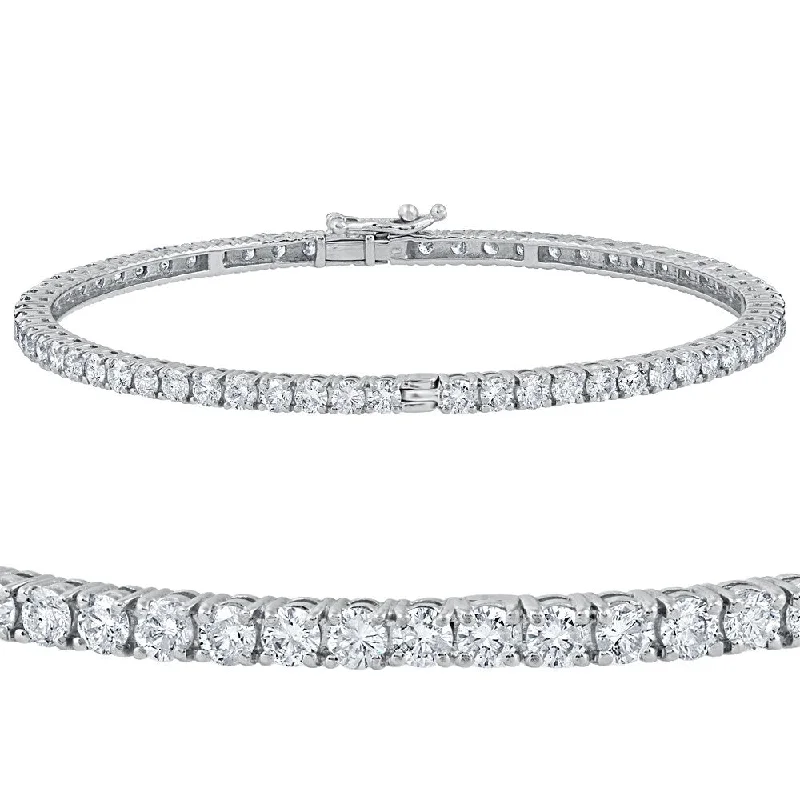 14k White Gold 5 1/4 ct TDW Round Diamond Bangle Bracelet