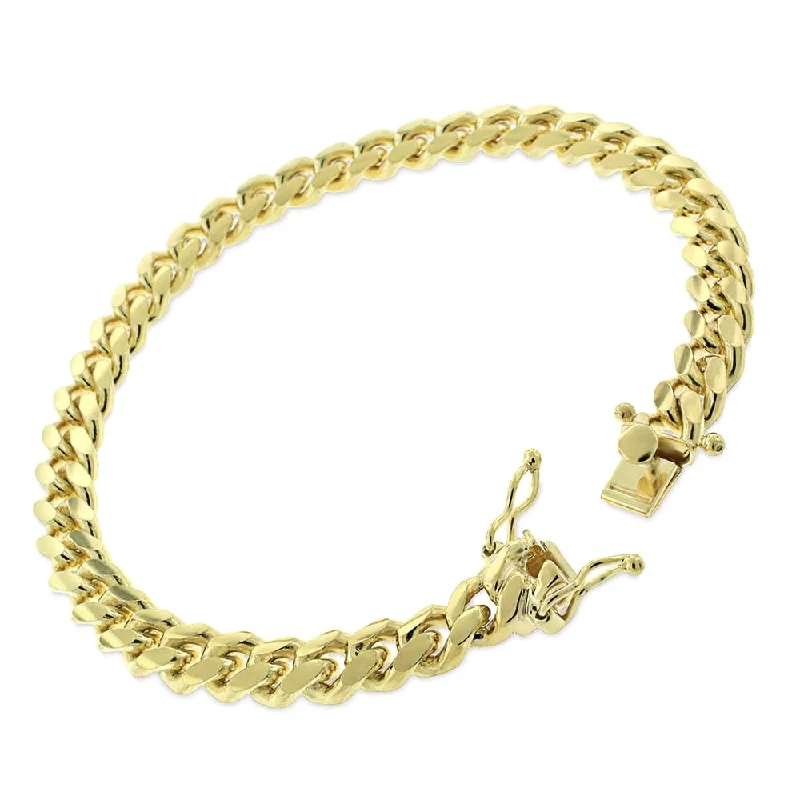 14K Yellow Gold 8MM Solid Miami Cuban Curb Link Bracelet Chains 8.5" - 9", Gold Bracelet for Men & Women, 100% Real 14K Gold