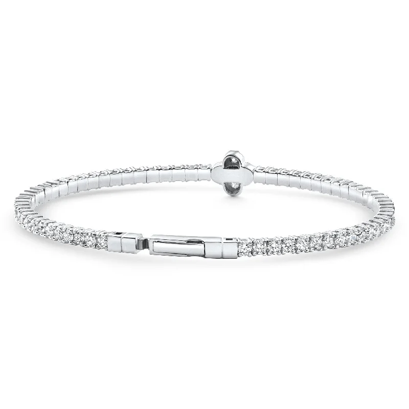 3.70Ct Diamond Flexible Tennis Bangle Bracelet White Gold Lab Grown