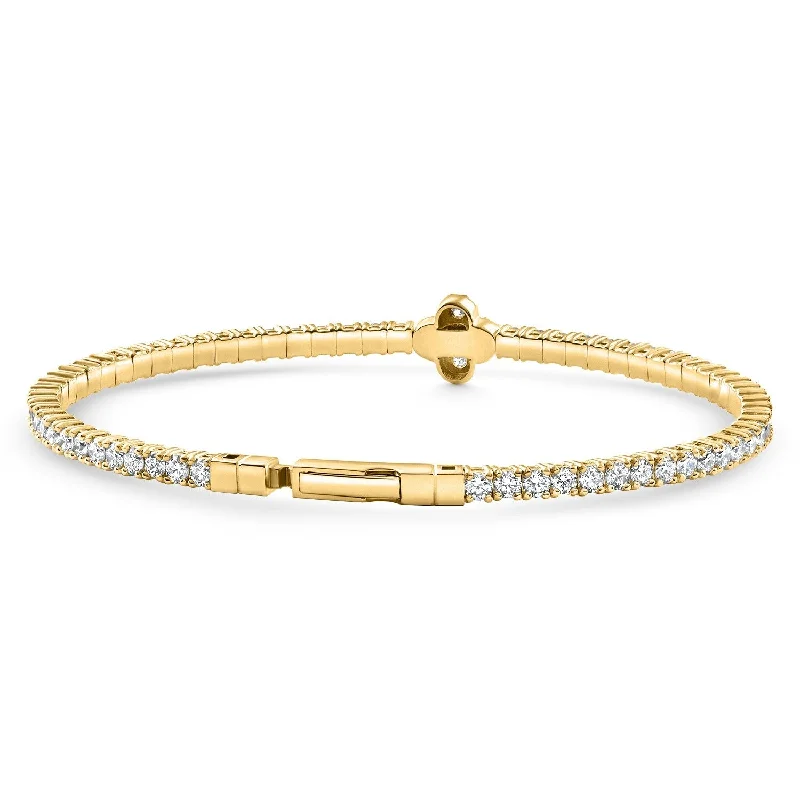 3.70Ct Diamond Flexible Tennis Bangle Bracelet Yellow Gold Lab Grown