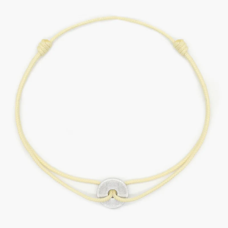 Rope Bracelet With Sterling Silver Round Button (Cream)