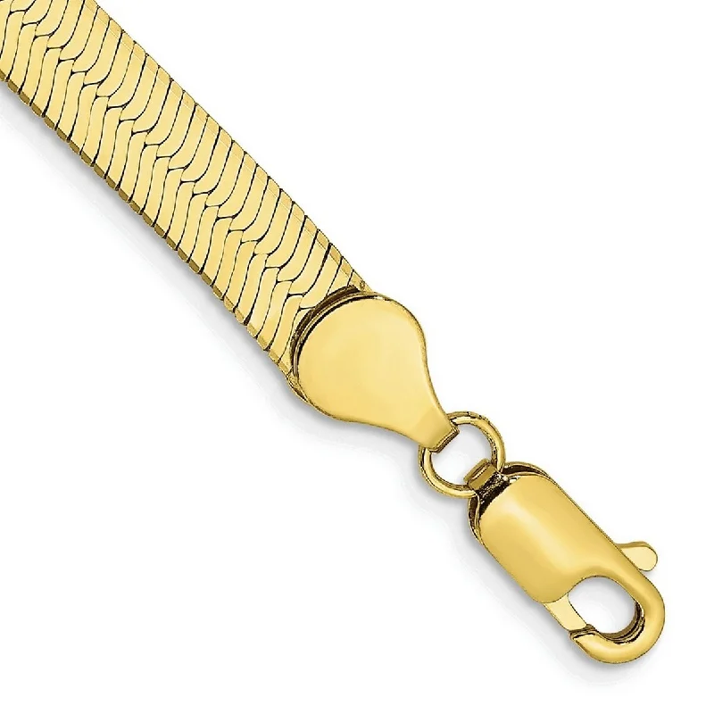 Curata 10k Yellow Gold 5.5mm Silky Herringbone Chain Bracelet