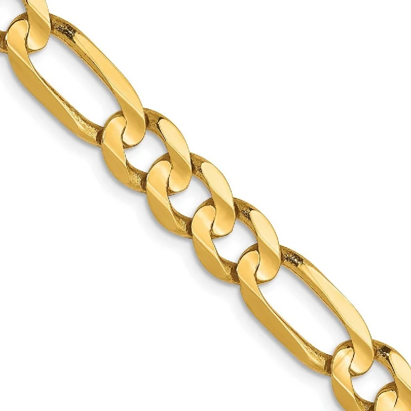 Curata 10k Yellow Gold 6.0mm Concave Figaro Bracelet