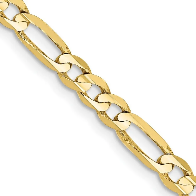 Curata 10k Yellow Gold Solid Polished 4mm Lobster Claw Light Figaro Chain Bracelet 7 Inch