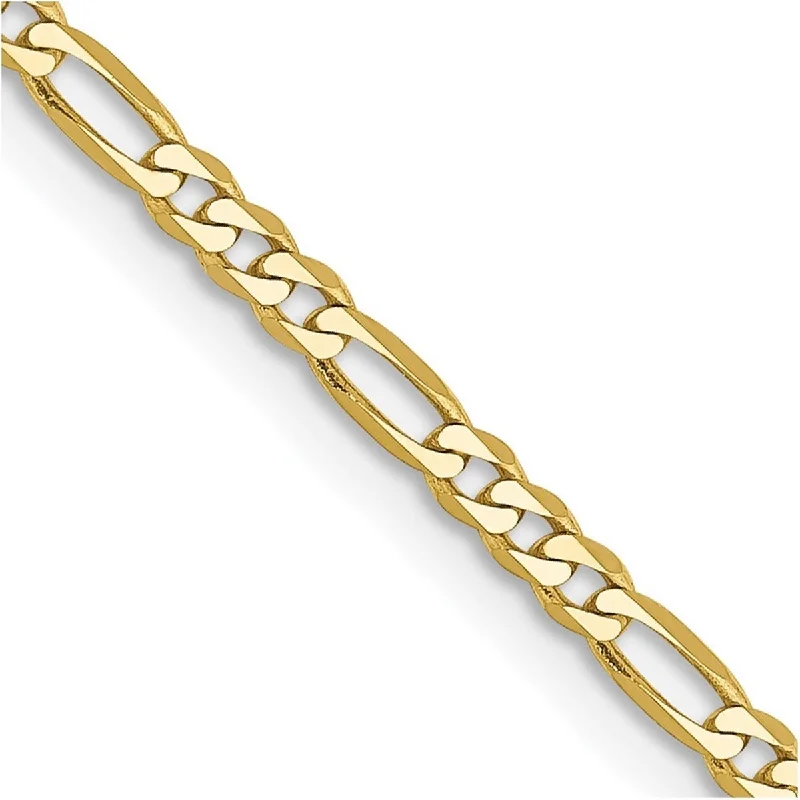 Curata 10k Yellow Gold Solid Polished Lobster Claw Closure 2.2mm Figaro LINK Chain Bracelet 7 Inch