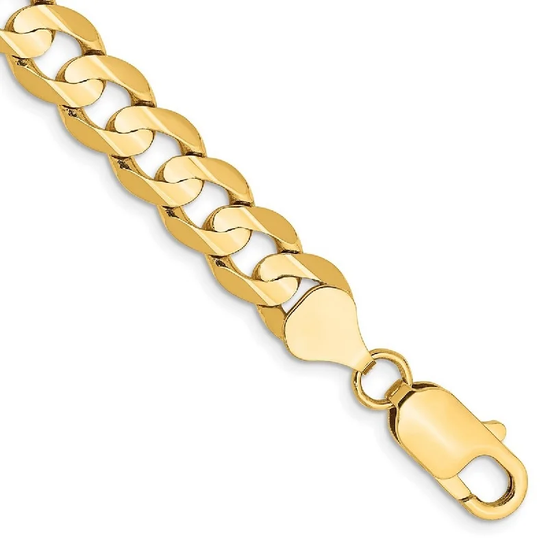 Curata 14k 7.5mm Open Concave Curb Chain Bracelet