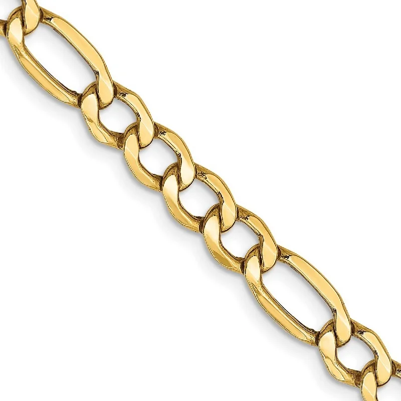 Curata 14k Gold 5.75mm Semi solid Figaro Chain Bracelet