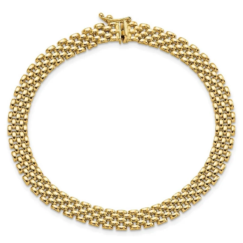 Curata 14k Gold 6mm Panther Link Bracelet 7.5 Inch