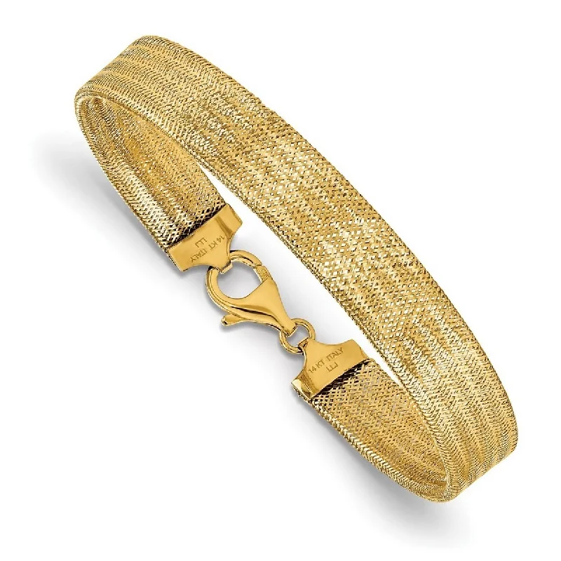 Curata 14k Polished Mesh Bracelet 7.25 Inch