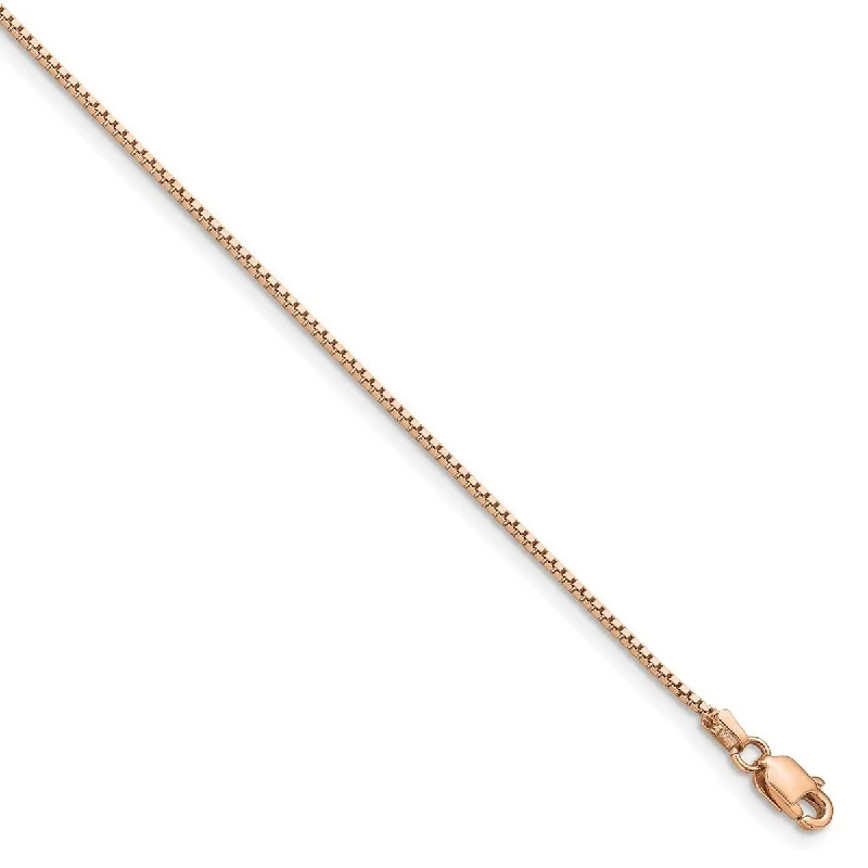 Curata 14k Rose Gold 7" or 8" .95mm Box Chain Bracelet