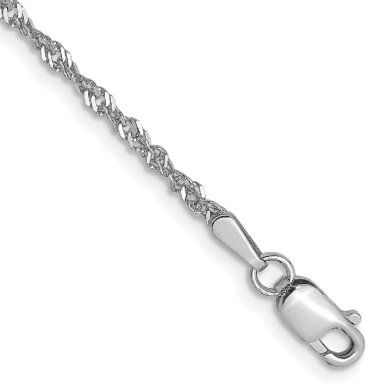 Curata 14k White Gold 1.6mm Singapore Chain With Lock Chain Bracelet