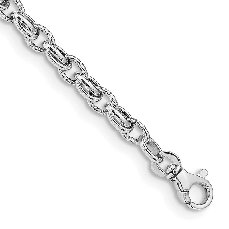 Curata 14k White Gold Polished Fancy Link Bracelet 7.5 Inch