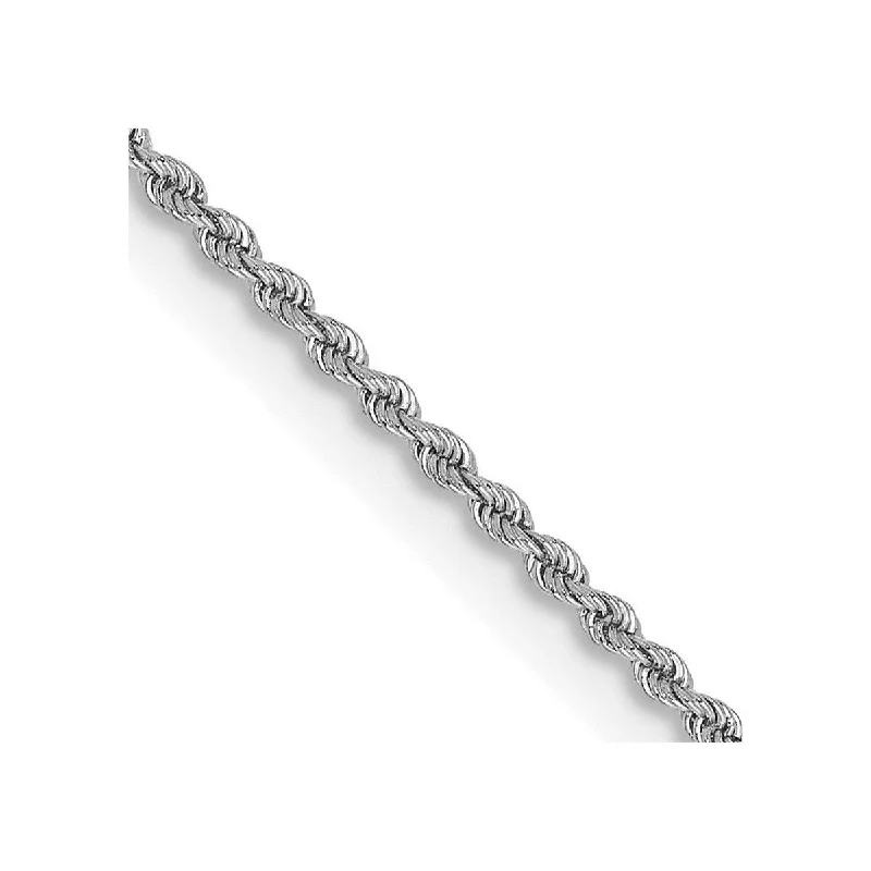 Curata 14k White Gold Solid 2.0mm Handmade Regular Rope Bracelet Lobster Claw