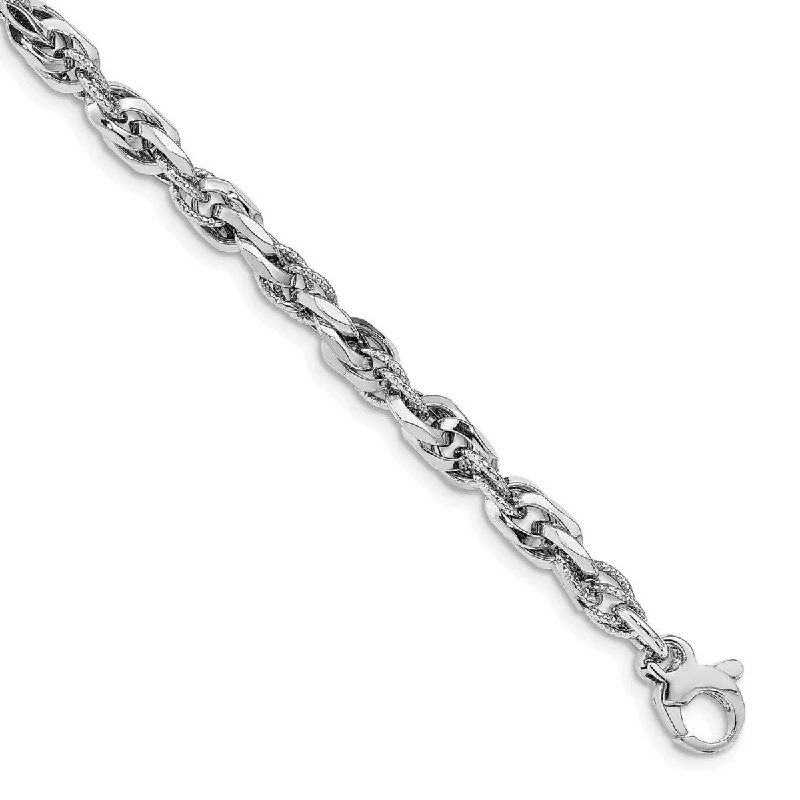 Curata 14k White Gold Sparkle Cut Polished Link With .5 Bracelet 7.25 Inch