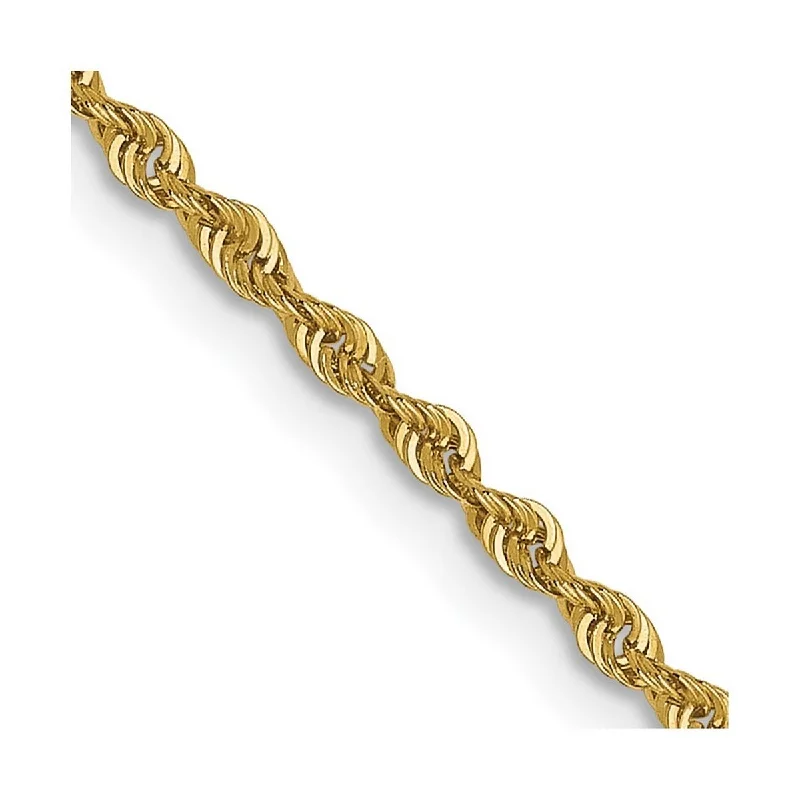 Curata 14k Yellow Gold Lobster Claw Closure 1.0mm Solid Rope Chain Bracelet 7 Inch