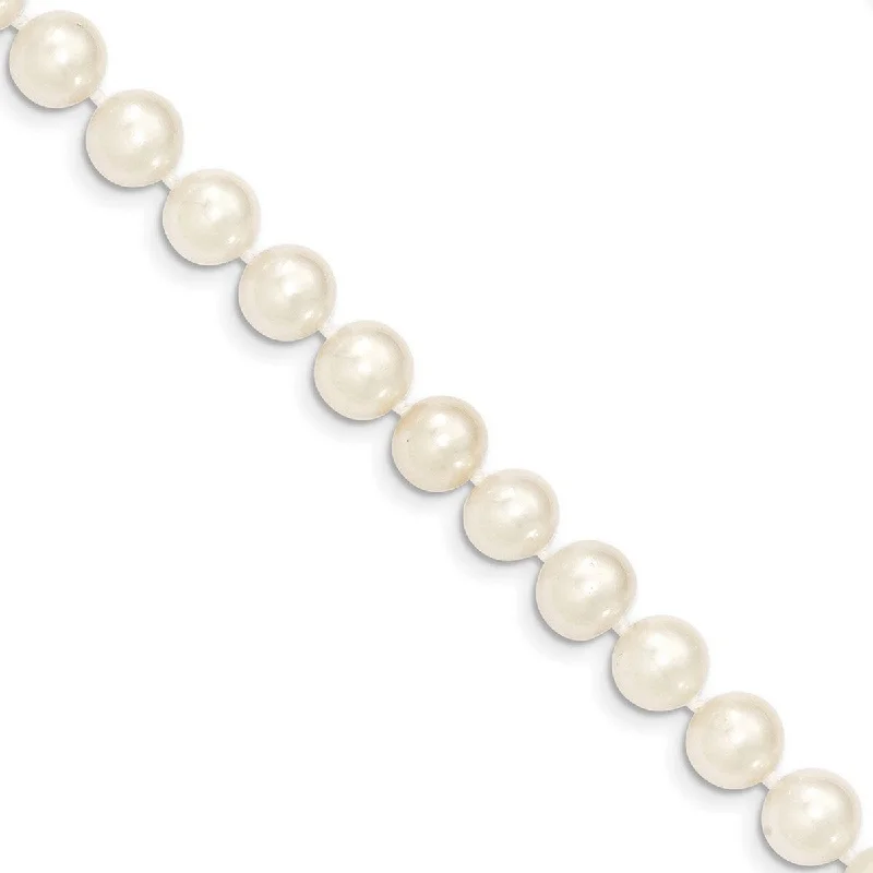 Curata 14k Yellow Gold Pearl clasp 8 9mm White Near Round Freshwater Cultured Pearl Bracelet 7.5 Inch