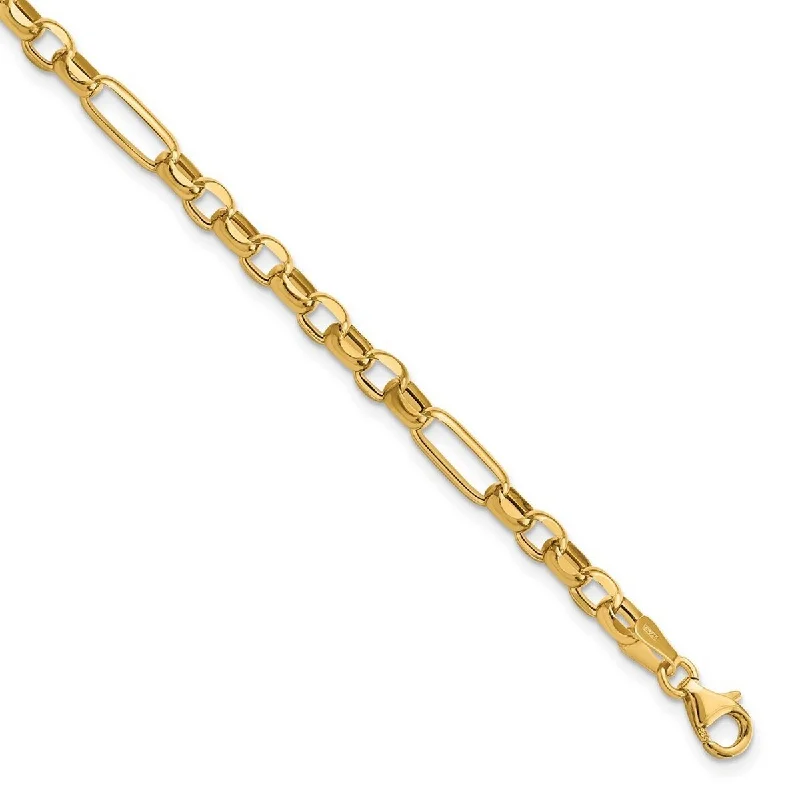 Curata 14k Yellow Gold Polished Fancy Link Bracelet 7.5 Inch