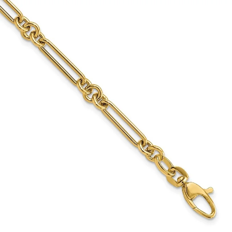 Curata 14k Yellow Gold Polished Fancy Link Bracelet 7.5 Inch