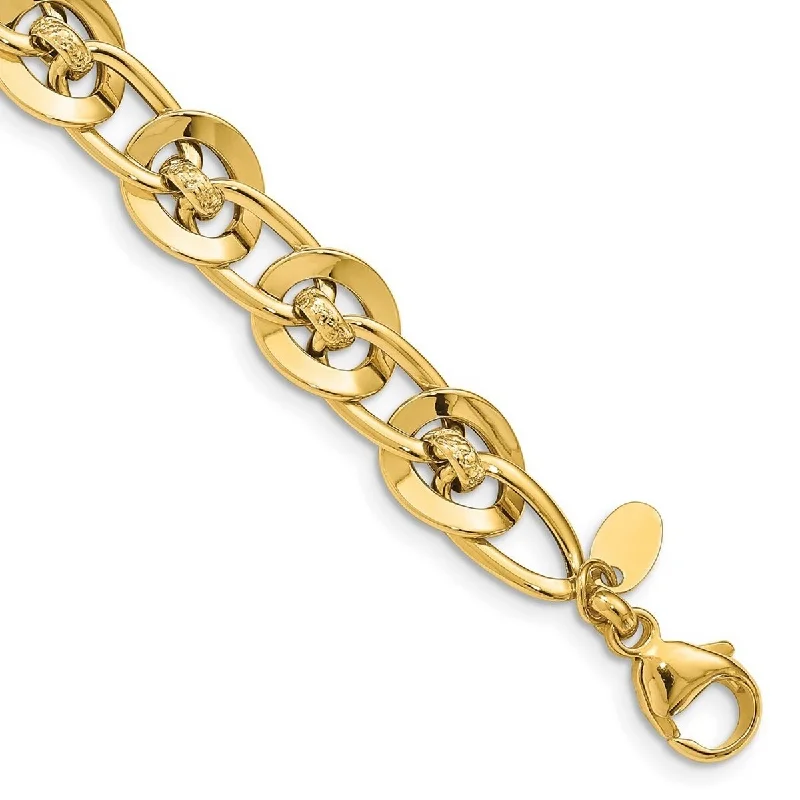 Curata 14k Yellow Gold Polished Fancy Link Bracelet 8 Inch