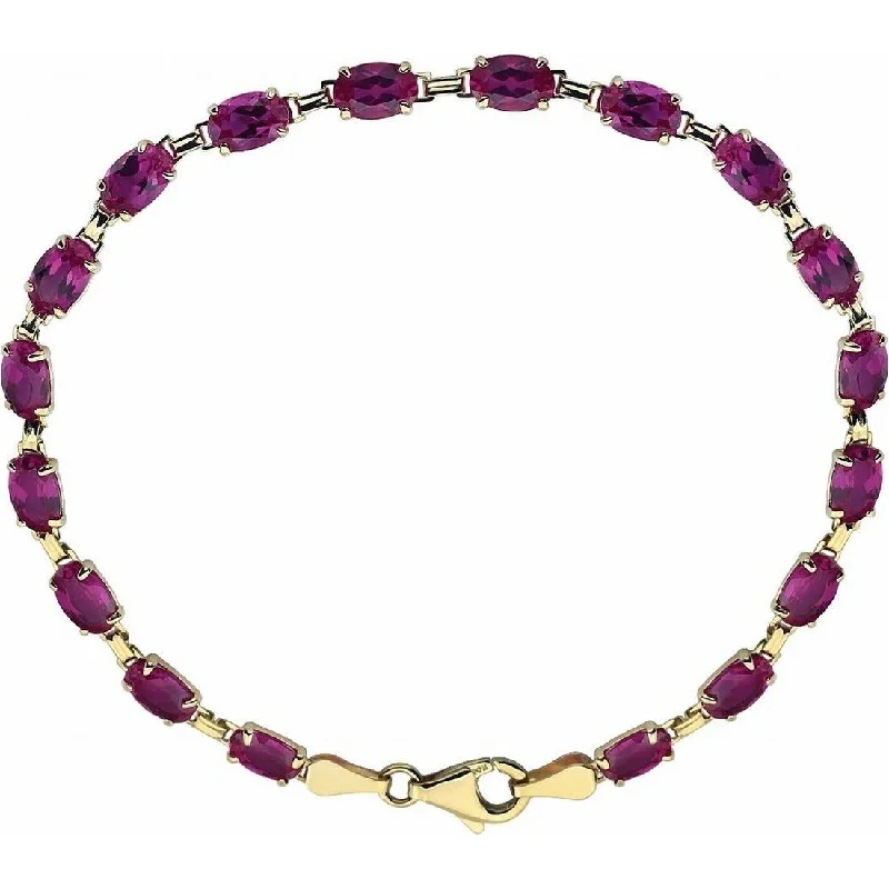 Curata 14k Yellow Gold Ruby Bracelet