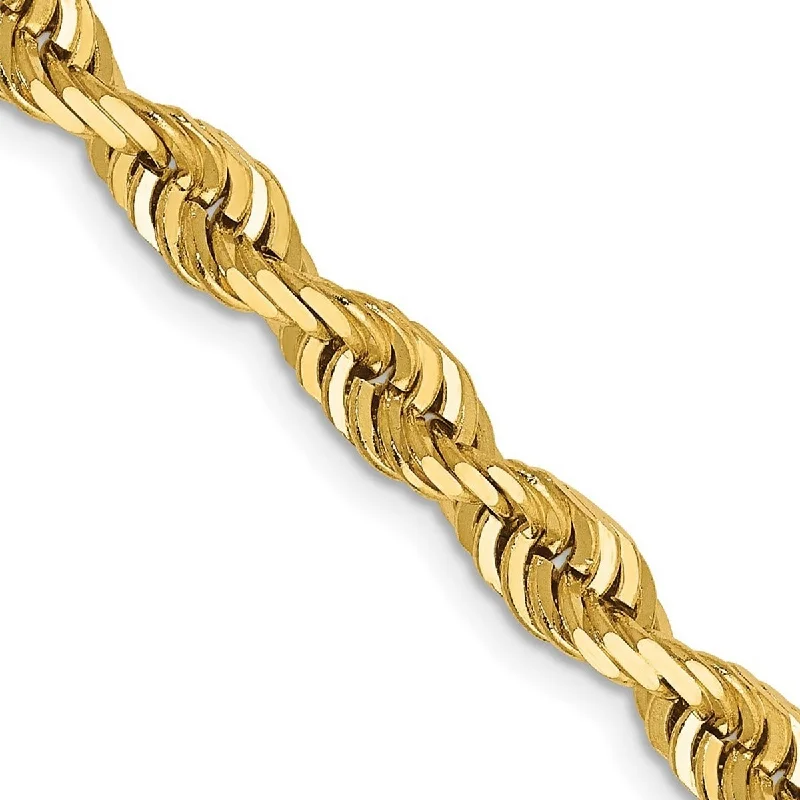 Curata 14k Yellow Gold Solid 5.0mm Sparkle Cut Quadruple Rope Chain Bracelet 8 Inch