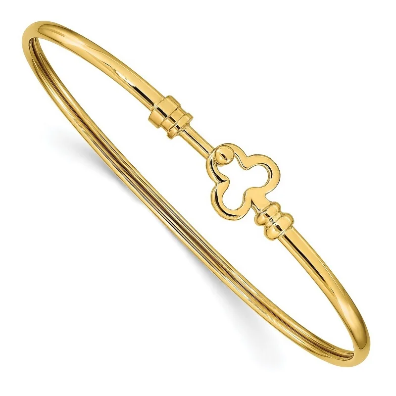 Curata 2.8mm 14k Yellow Gold Polished Clover Flexible Bracelet