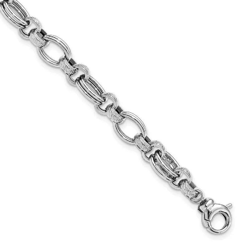 Curata 5.73mm 14k White Gold Polished Fancy Link Bracelet 7.5 Inch