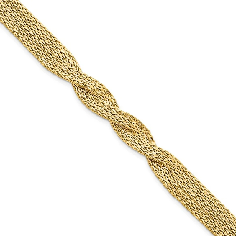 Curata 6.05mm 14k Gold Polished Multi Strand Twisted Bracelet 7.5 Inch