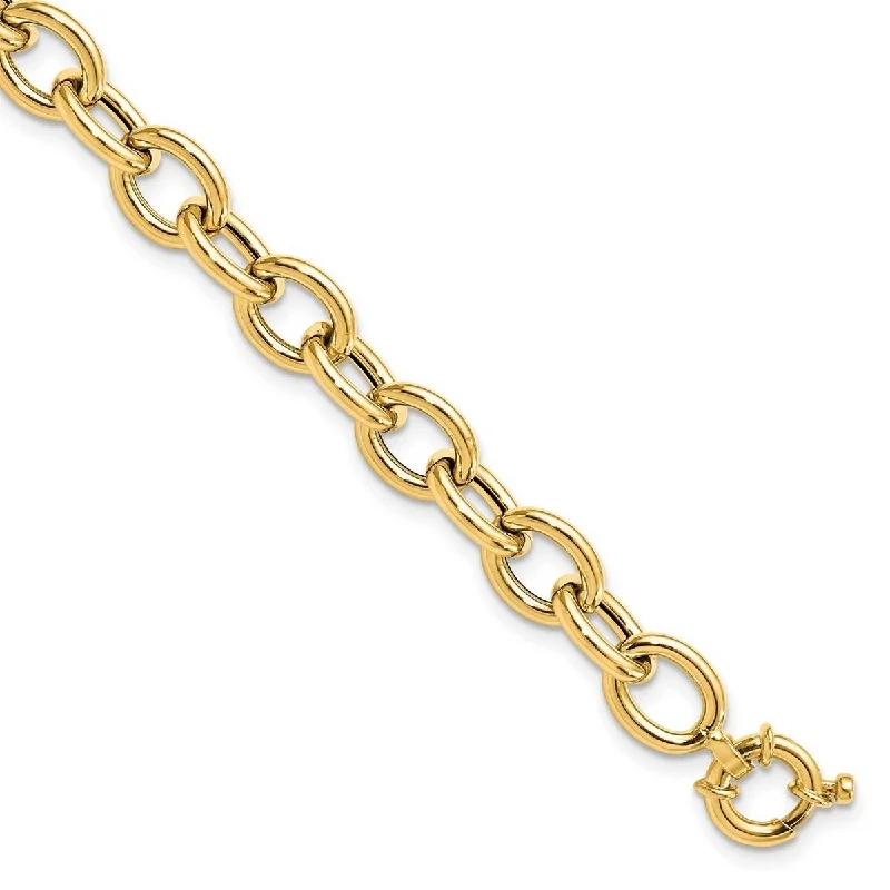 Curata 8mm 14k Yellow Gold Polished Cable Oval Link Bracelet 7.5 Inch