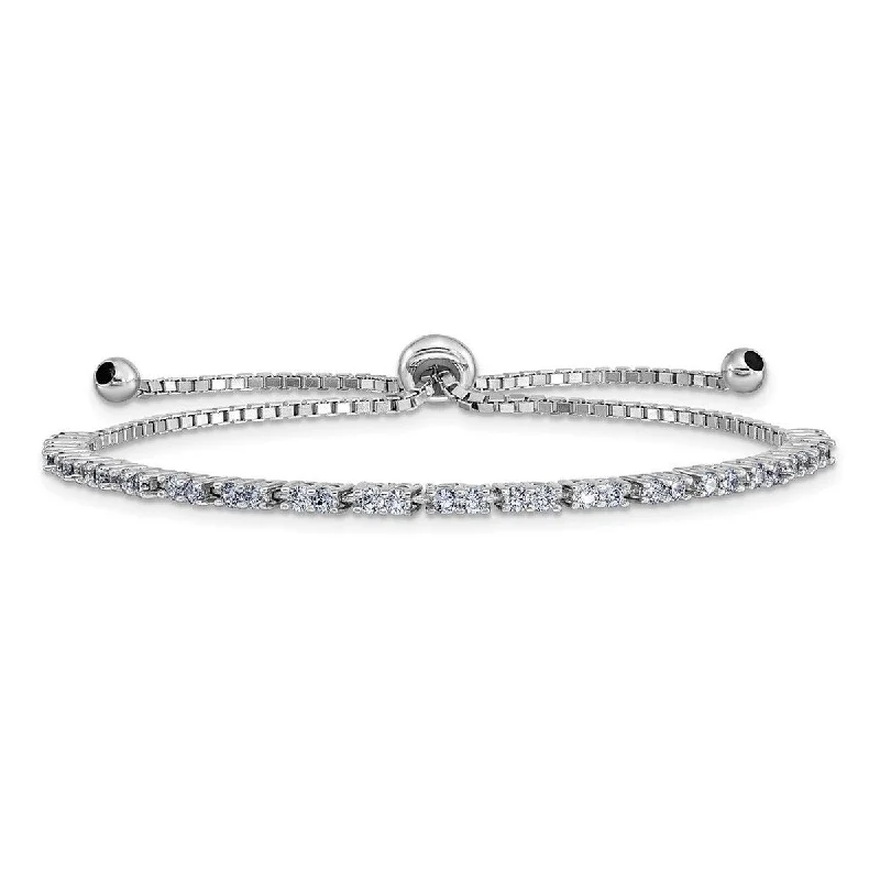 Curata 925 Sterling Silver Rhodium Plated June Lavender CZ Cubic Zirconia Simulated Diamond Adj Bracelet