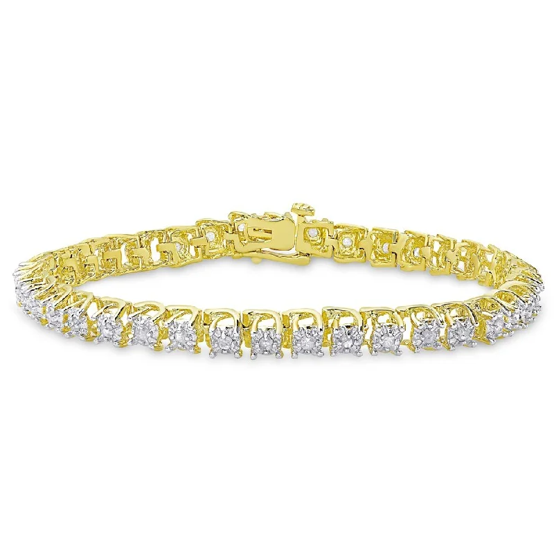 Finesque 14k Gold Overlay 1 ct TW Diamond Tennis Bracelet