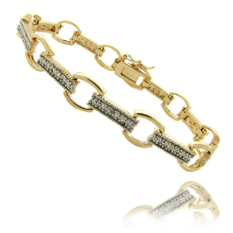 Finesque 14k Gold Overlay Diamond Accent Bar Link Bracelet