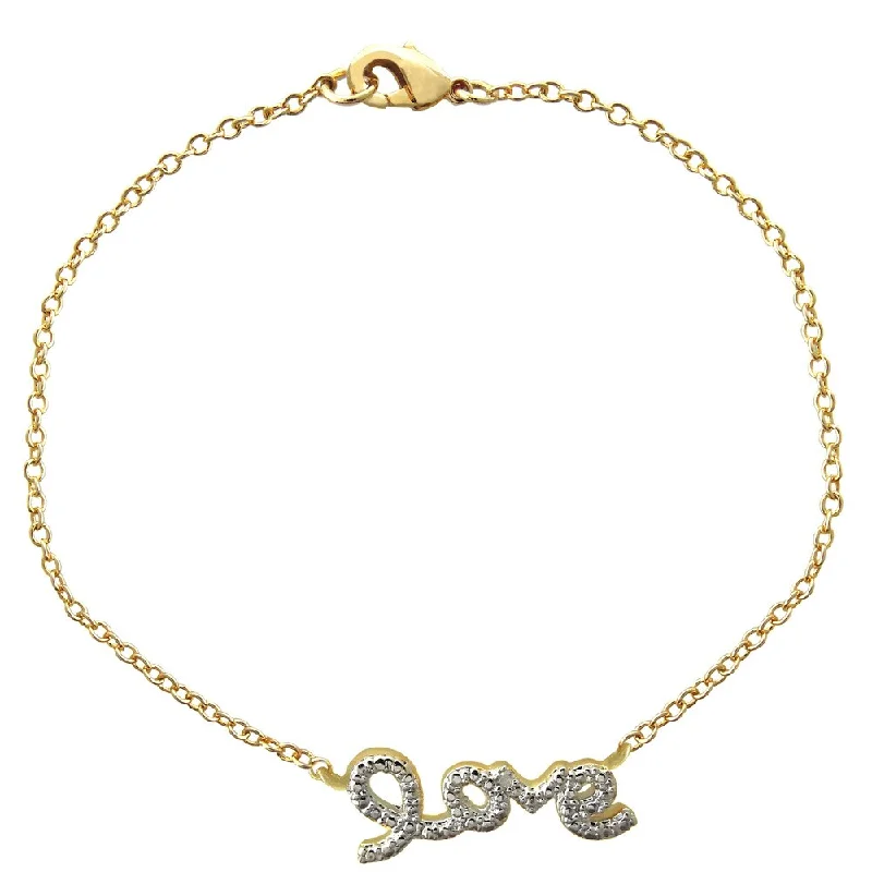 Finesque 18k Gold Overlay Diamond Accent 'Love' Bracelet