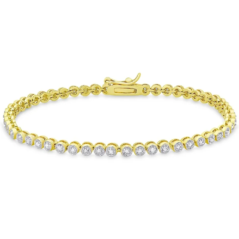 Finesque Gold over Silver 1/2ct Tw Diamond Tennis Bracelet