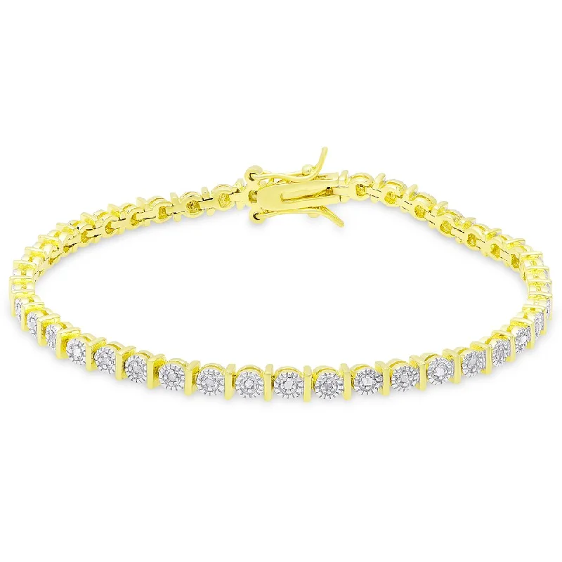 Finesque Gold Over Silver or Sterling Silver 1/4ct TDW Diamond Bracelet