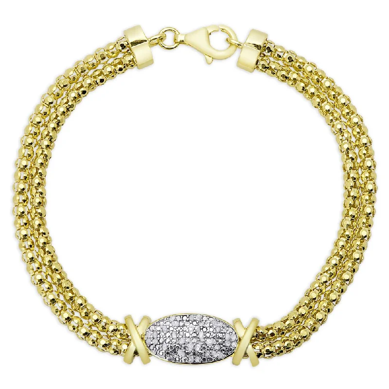 Finesque Gold Over Silver or Sterling Silver 1/4ct TDW Diamond 'XO' Bracelet