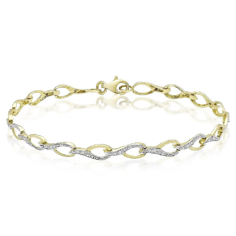 Finesque Gold Over Sterling Silver 1/10ct TDW Diamond Link Bracelet (I-J, I2-I3)