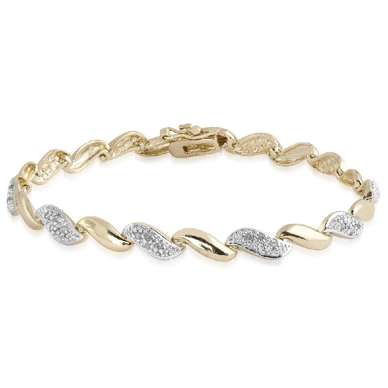 Finesque Gold Over Sterling Silver 1/4ct TDW Diamond Link Bracelet