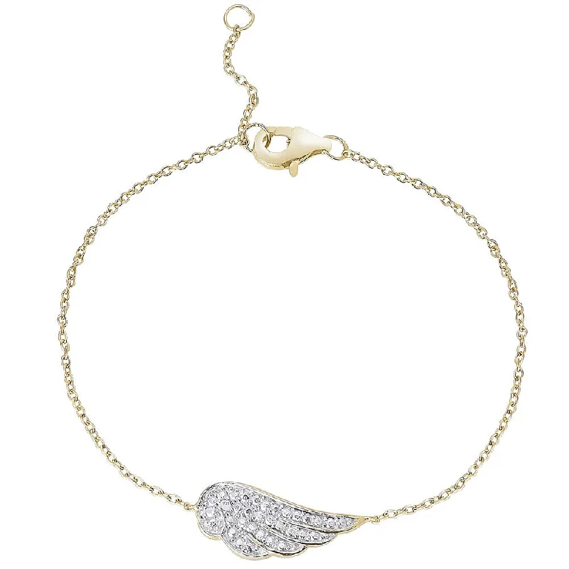 Finesque Gold over Sterling Silver Diamond Accent Wing Bracelet