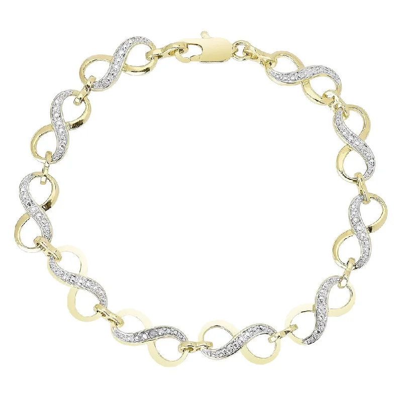 Finesque Gold Overlay Diamond Accent Infinity Link Bracelet