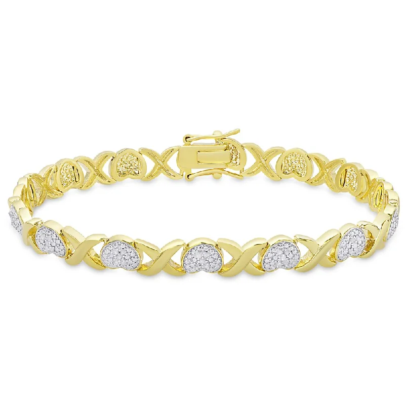 Finesque Gold Overlay Diamond Accent 'XO' Design Bracelet