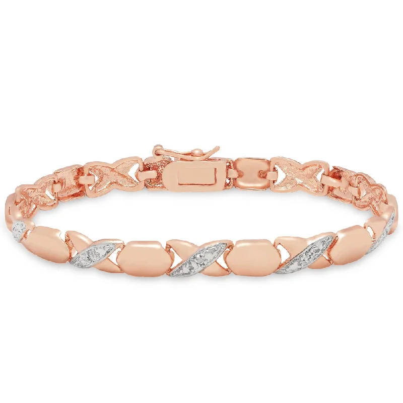 Finesque Rose Gold Overlay Diamond Accent 'XO' Bracelet