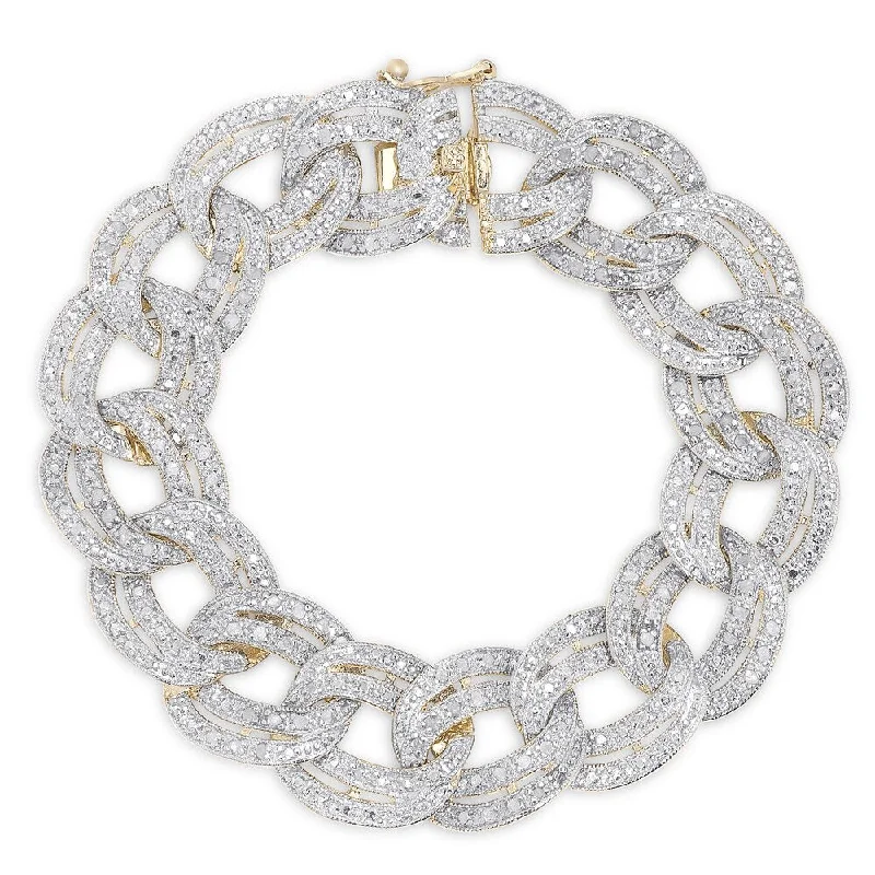 Finesque Silver 1ct TDW Diamond Chain Link Bracelet