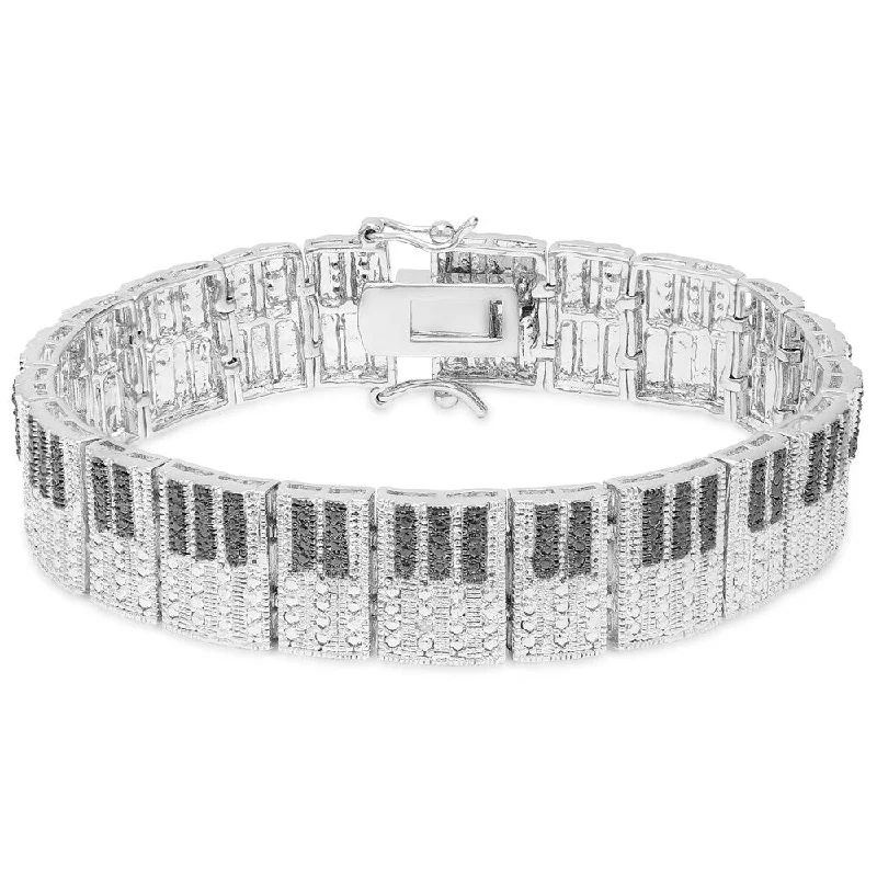 Finesque Silver Overlay Diamond Accent Piano Bracelet