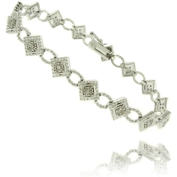 Finesque Silverplated 1/2ct TDW Diamond Geometric Bracelet (I-J, I2-I3)