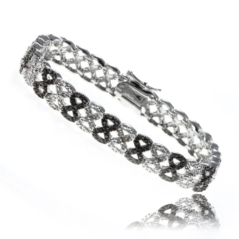 Finesque Silverplated 1/4ct TDW Black and White Diamond Bracelet