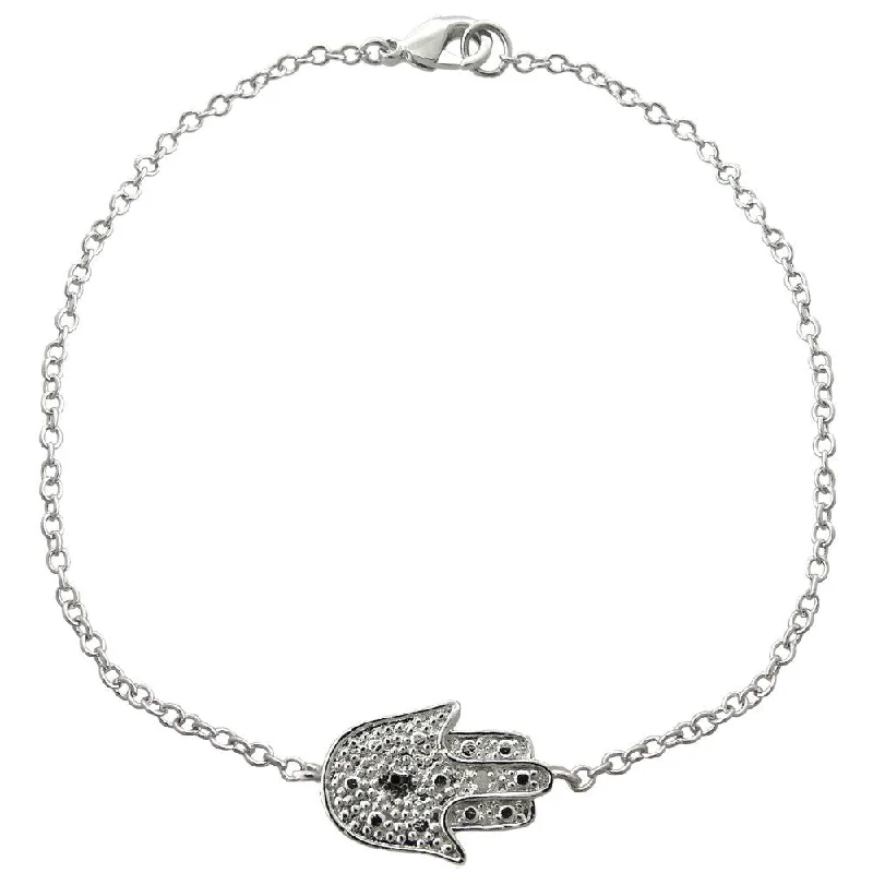 Finesque Silverplated Diamond Accent Hamsa Bracelet