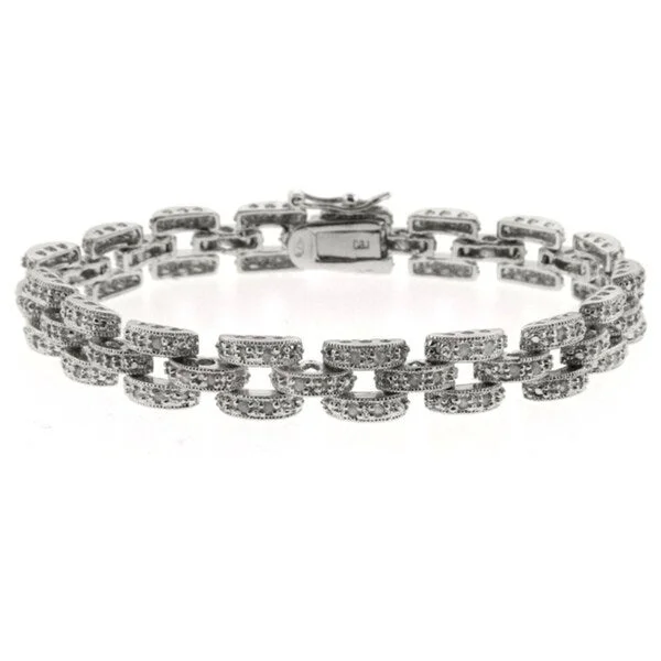 Finesque Silverplated Diamond Accent Panther Bracelet