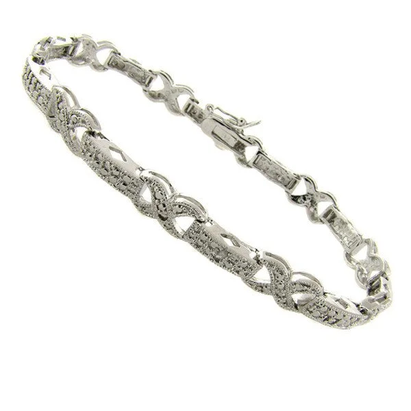 Finesque Silverplated Diamond Accent 'X' Link Bracelet